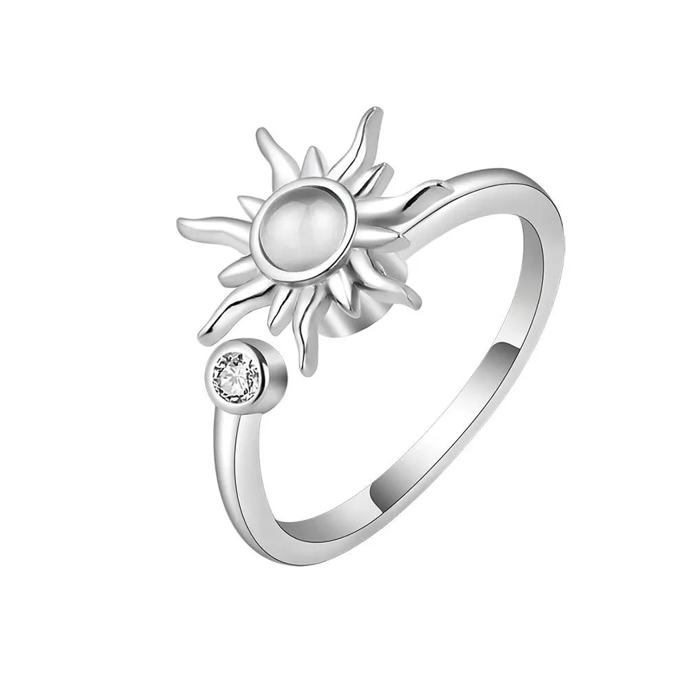Anti-Stress Fidget Spinner Ring - Stainless Steel Sunflower