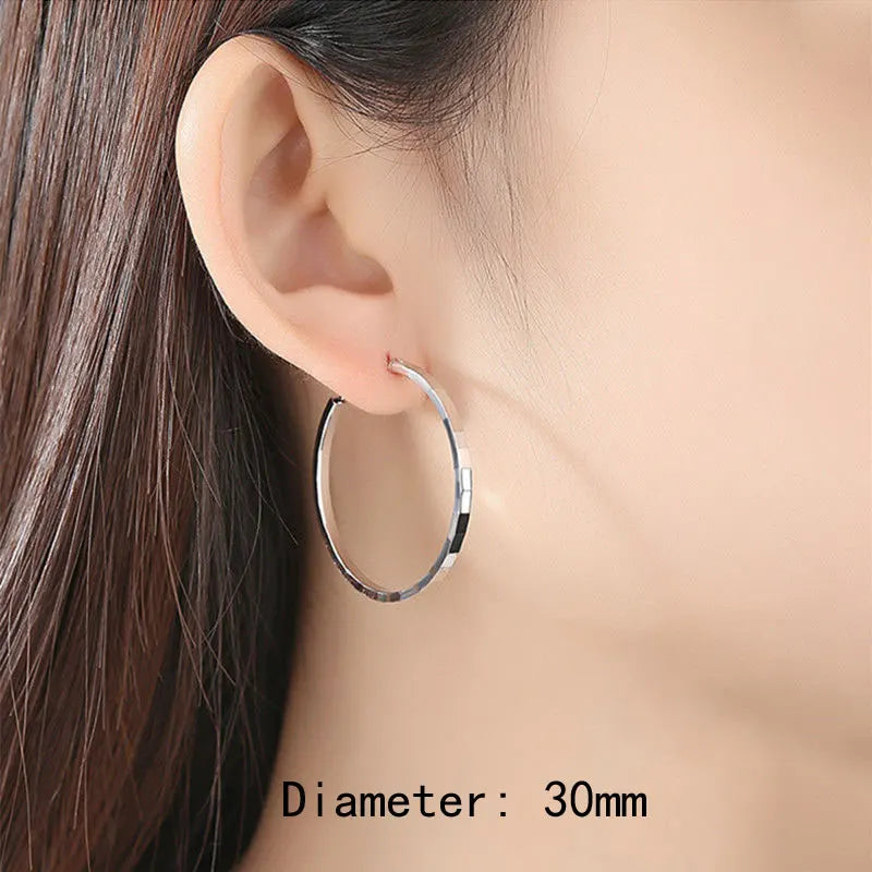 18K Gold Plated Hoop Earrings - 925 Sterling Silver