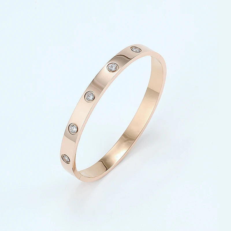 18K Gold Plated Crystal Bracelet - Cubic Zircon Bangle