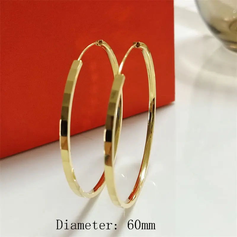 18K Gold Plated Hoop Earrings - 925 Sterling Silver
