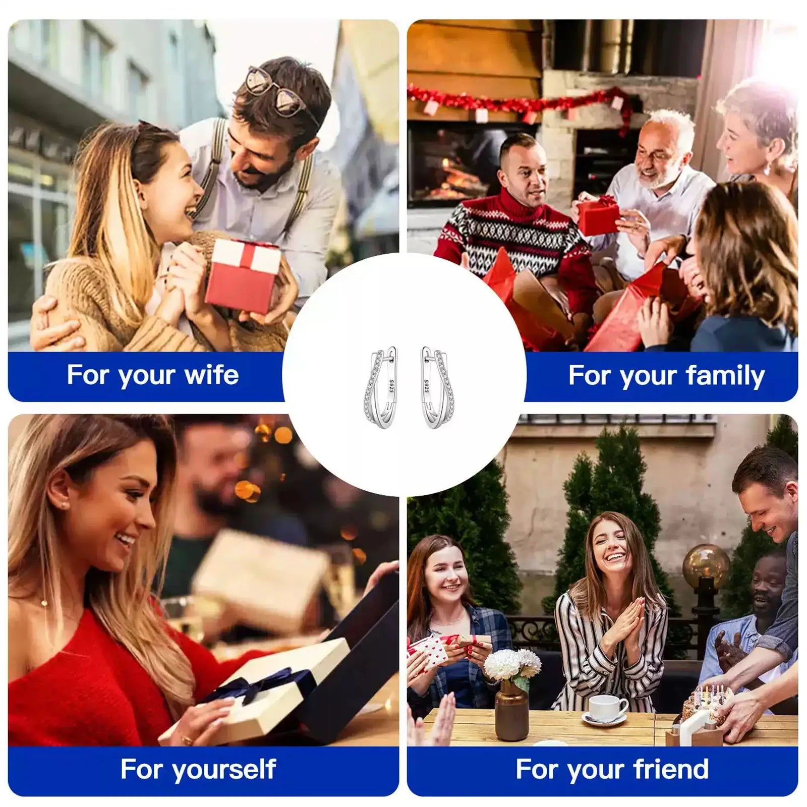 925 Silver Star Hoop Earrings - Twisted Line Jewelry