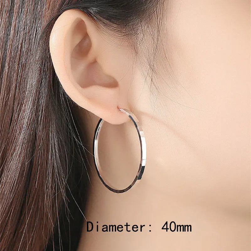 18K Gold Plated Hoop Earrings - 925 Sterling Silver