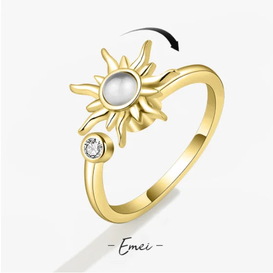 Anti-Stress Fidget Spinner Ring - Stainless Steel Sunflower