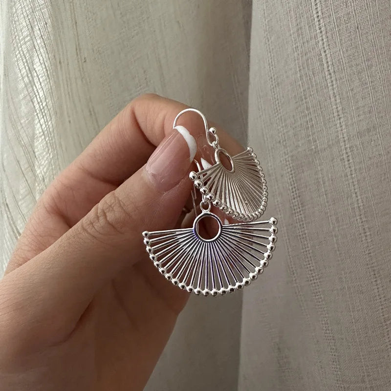 925 Sterling Silver Earrings For Women Trendy Simple Fan Shape Earring Jewelry Prevent Allergy Party Christmas Accessories