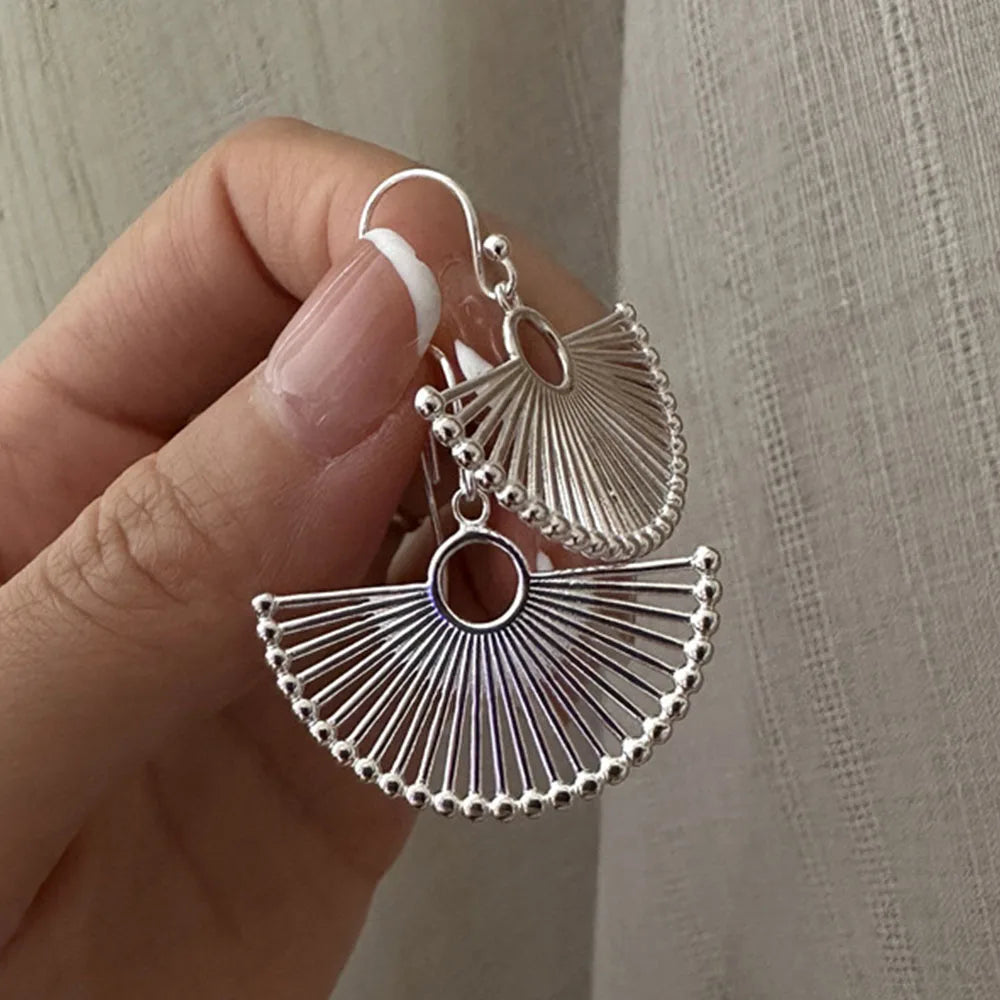 925 Sterling Silver Earrings For Women Trendy Simple Fan Shape Earring Jewelry Prevent Allergy Party Christmas Accessories