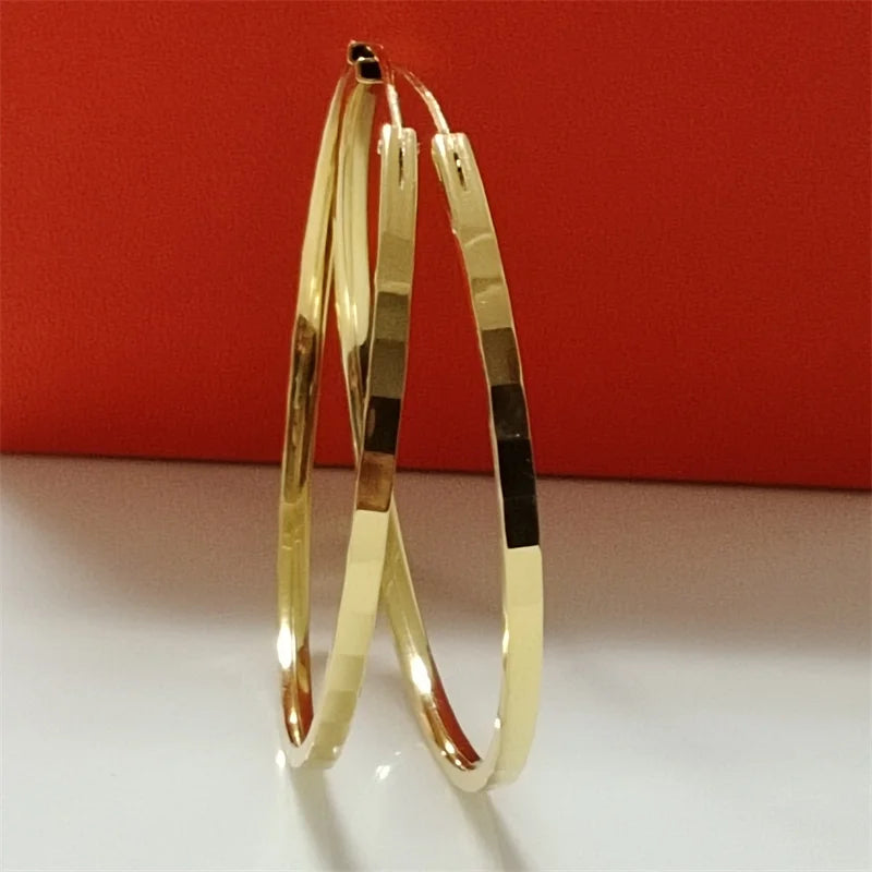 18K Gold Plated Hoop Earrings - 925 Sterling Silver