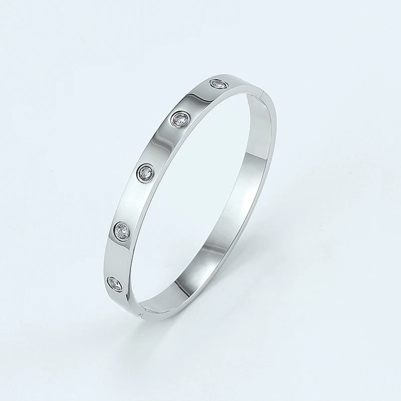 18K Gold Plated Crystal Bracelet - Cubic Zircon Bangle