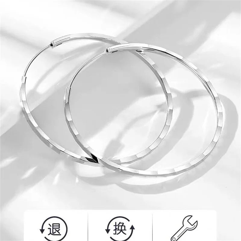 18K Gold Plated Hoop Earrings - 925 Sterling Silver