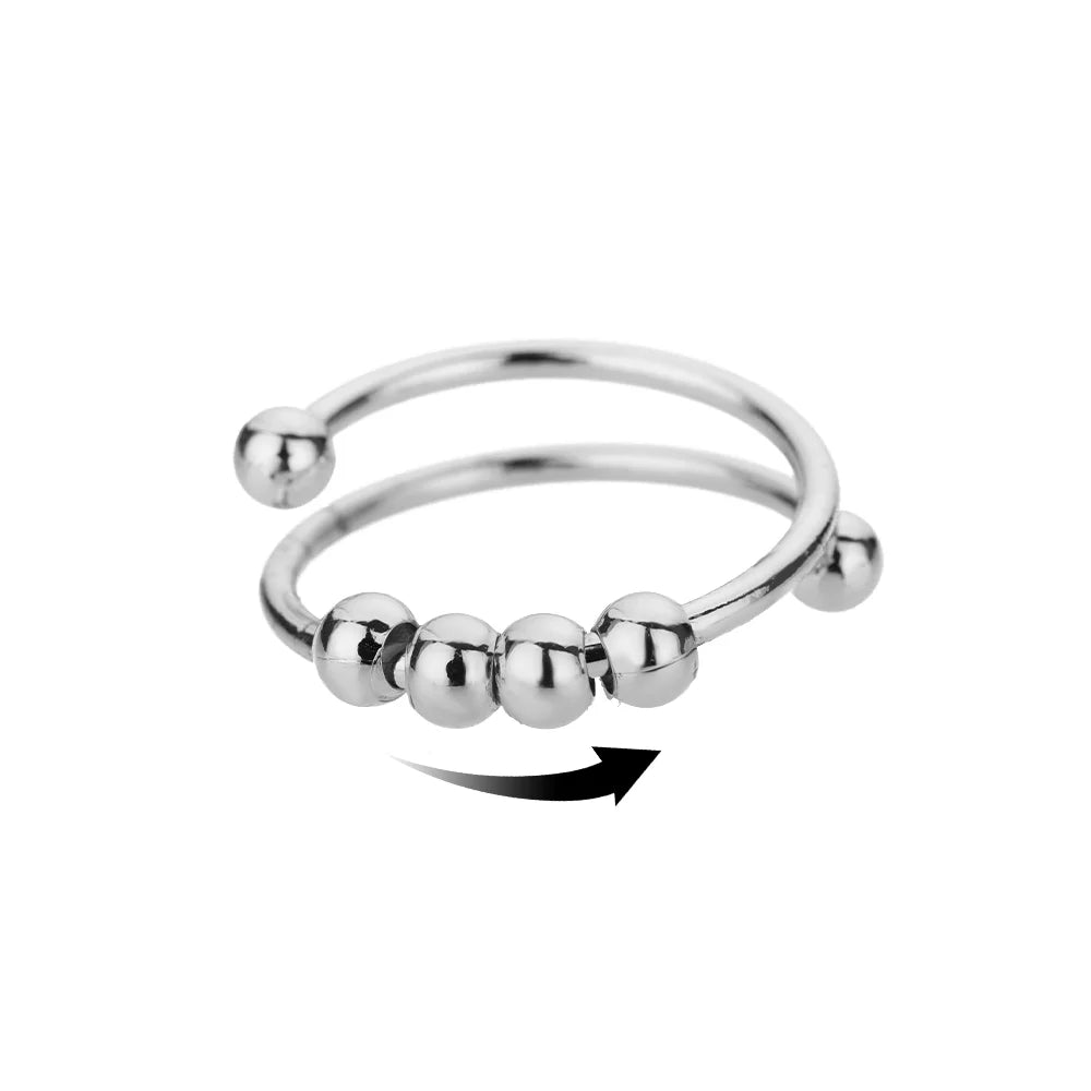 Anti-Stress Fidget Spinner Ring - Stainless Steel Sunflower