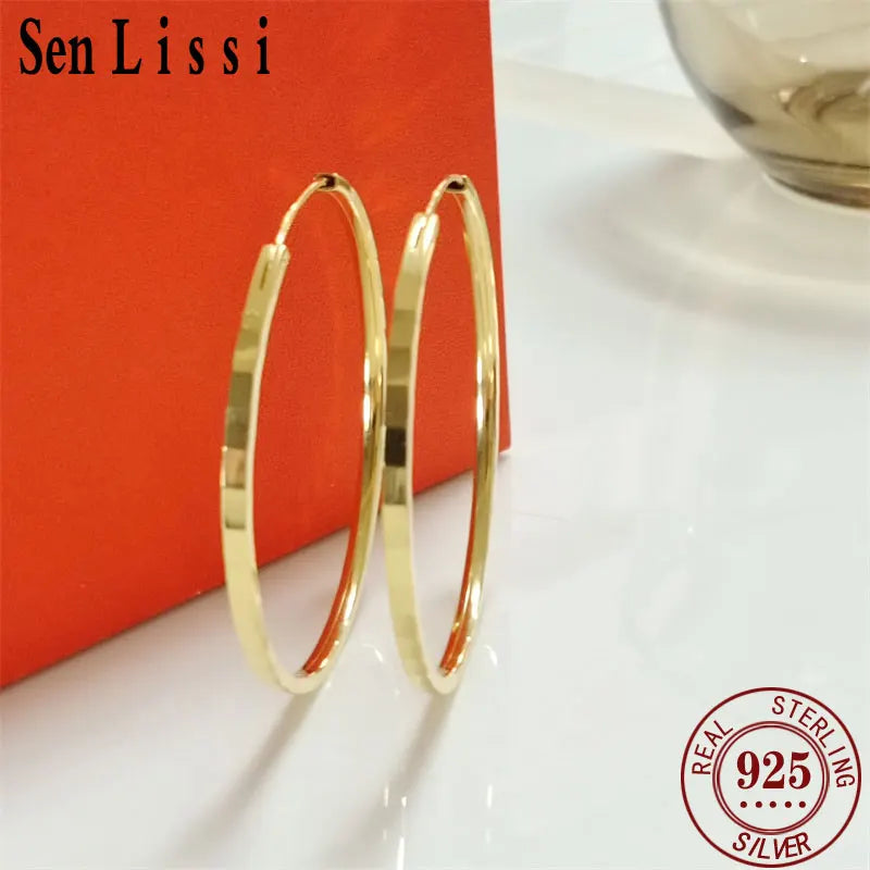 18K Gold Plated Hoop Earrings - 925 Sterling Silver