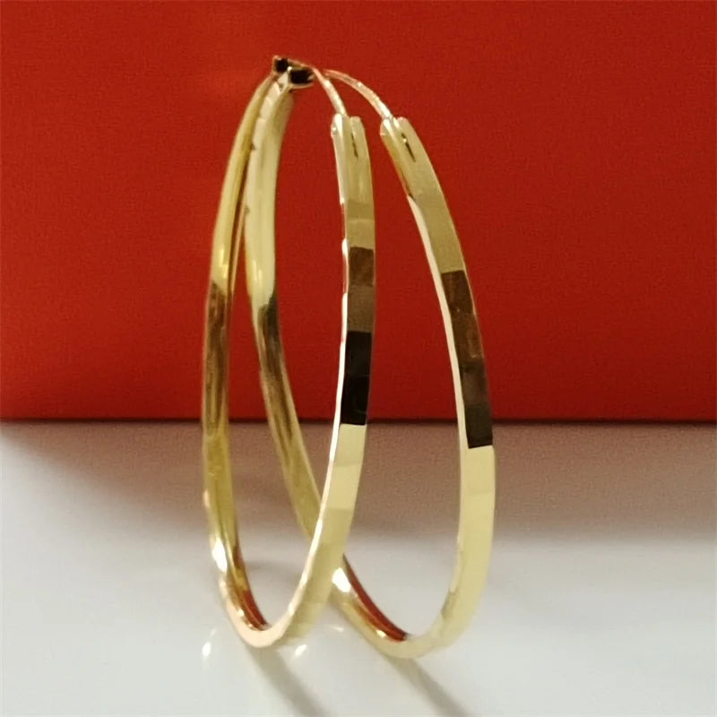 18K Gold Plated Hoop Earrings - 925 Sterling Silver