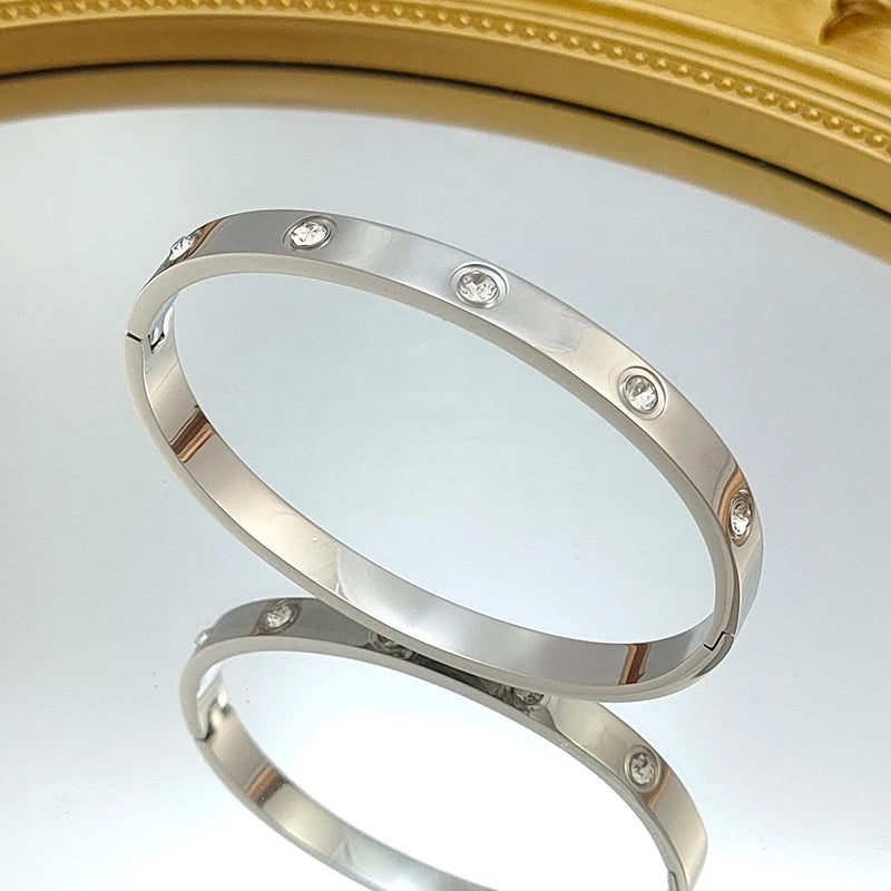 18K Gold Plated Crystal Bracelet - Cubic Zircon Bangle