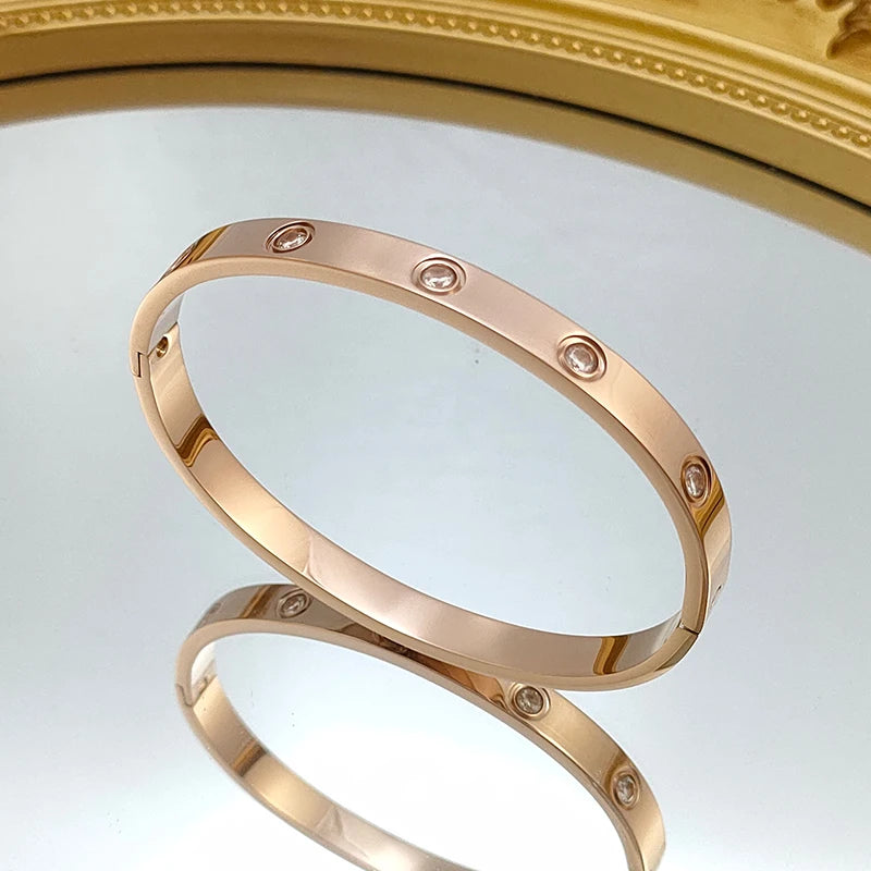 18K Gold Plated Crystal Bracelet - Cubic Zircon Bangle