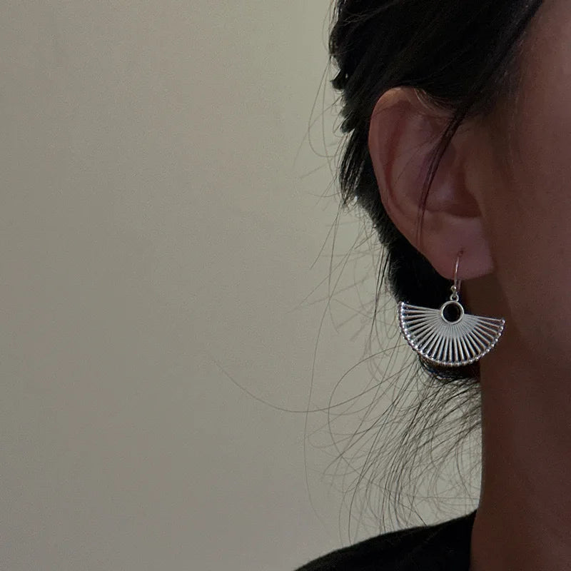 925 Sterling Silver Earrings For Women Trendy Simple Fan Shape Earring Jewelry Prevent Allergy Party Christmas Accessories