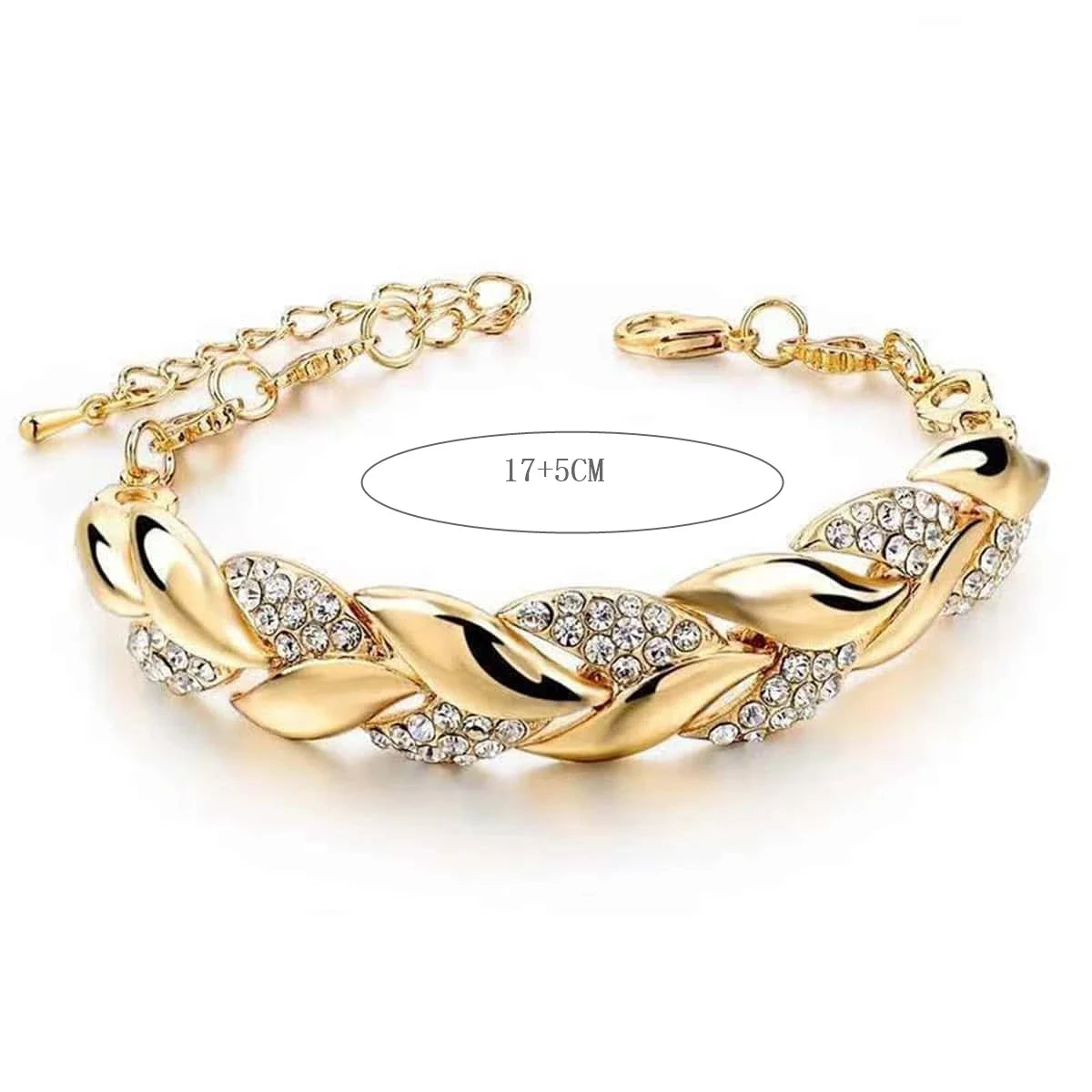 Gold Hip Hop Leaf Bracelet - Crystal Stone Pendant Jewelry